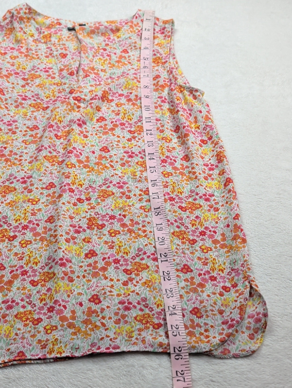 Adrianna Papell Floral Sleeveless V-Neck Blouse - Pink Orange Yellow - Size S - Picture 8 of 10